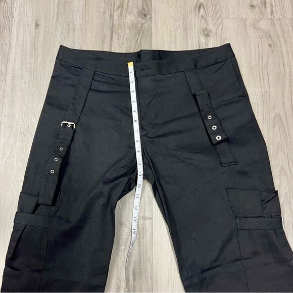 NWOT vintage y2k bondage pants black linen flare cut sz 15 by Girlfriends LA - Picture 11 of 14